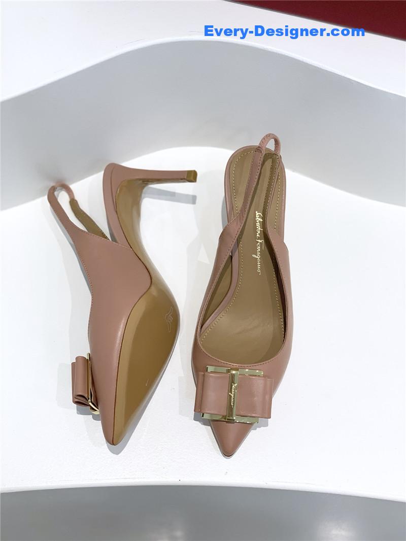 Salvatore Ferragamo pointed toe layered bow back sandals