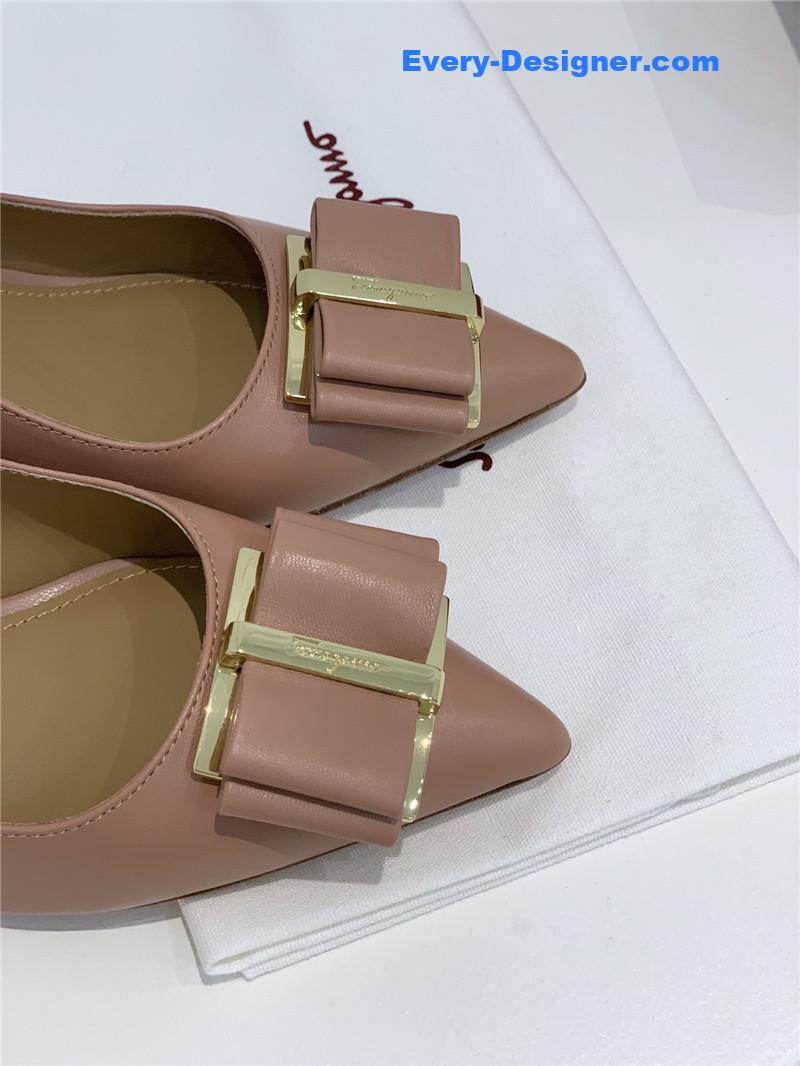 Salvatore Ferragamo pointed toe layered bow back sandals