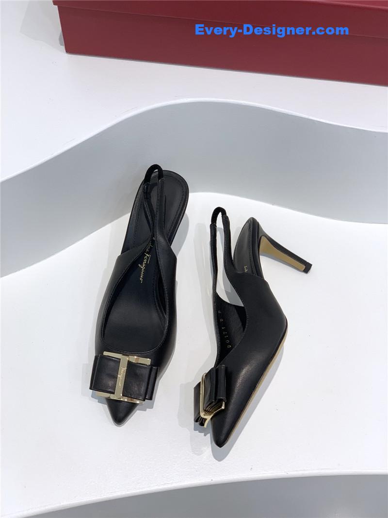 Salvatore Ferragamo pointed toe layered bow back sandals