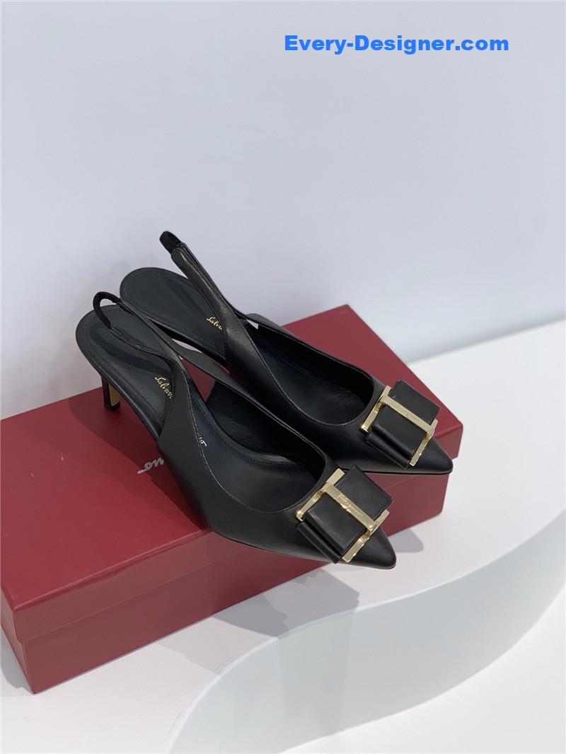 Salvatore Ferragamo pointed toe layered bow back sandals
