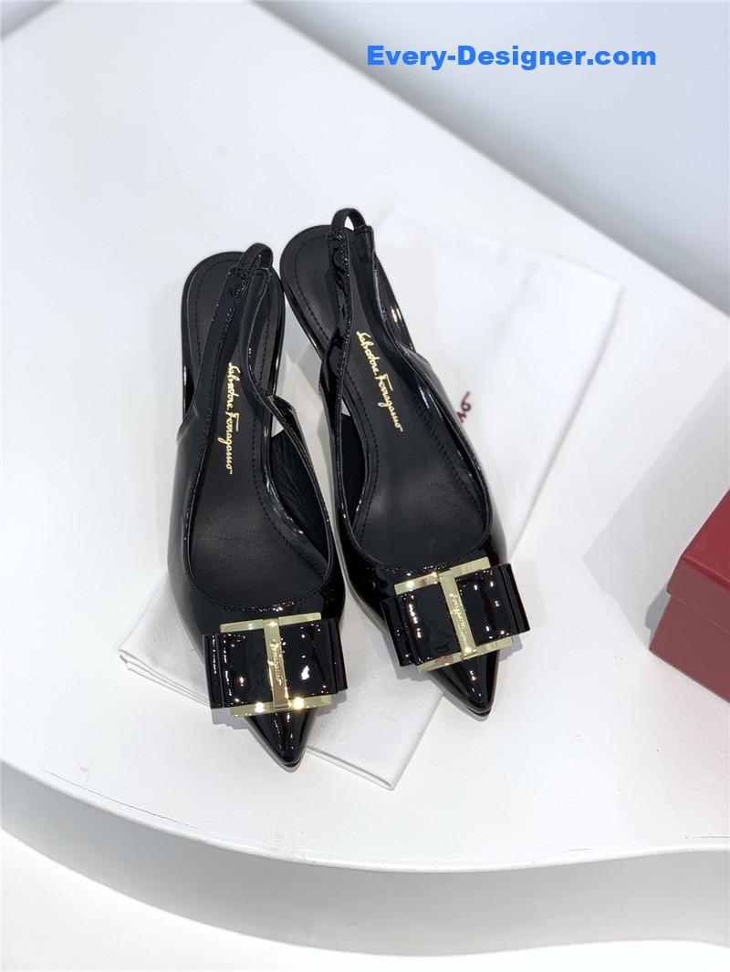 Salvatore Ferragamo pointed toe layered bow back sandals