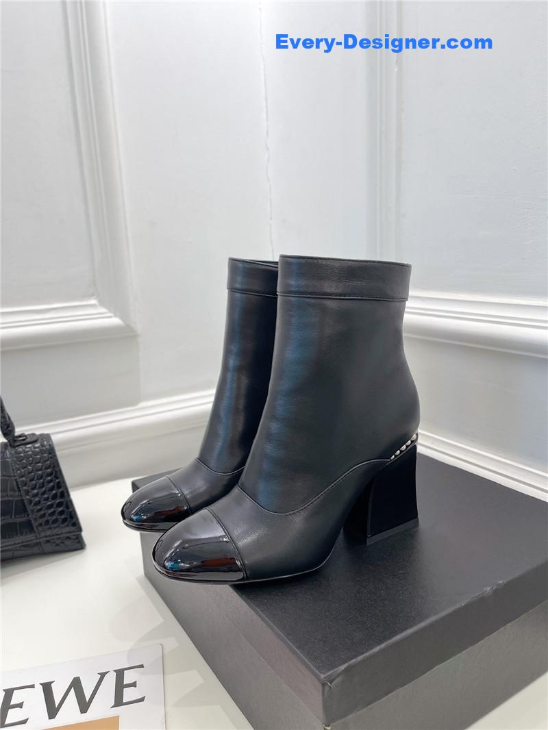 CC catwalk style pearl heel ankle boots