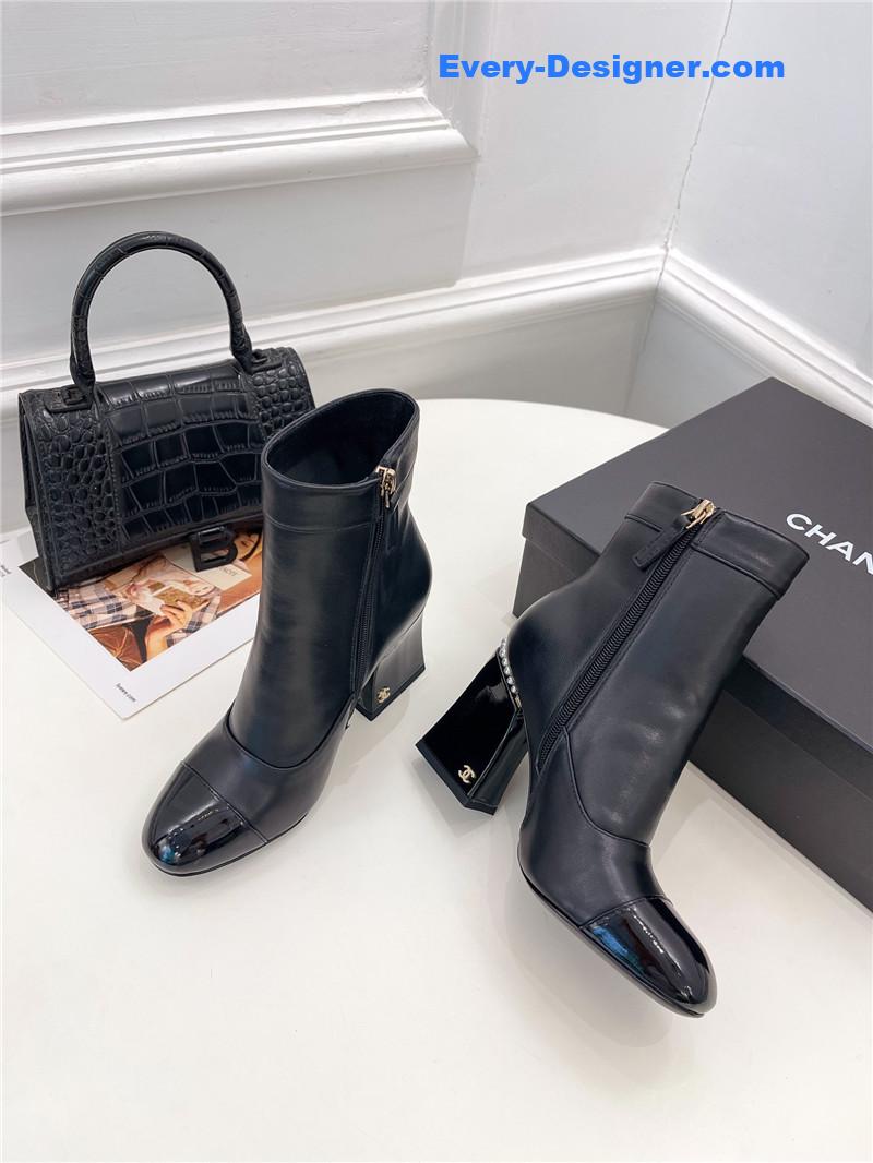 CC catwalk style pearl heel ankle boots