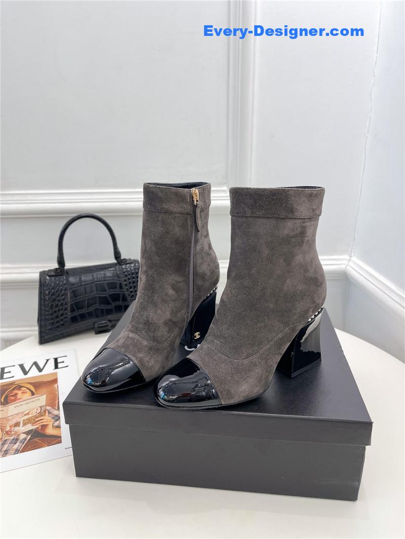 CC catwalk style pearl heel ankle boots