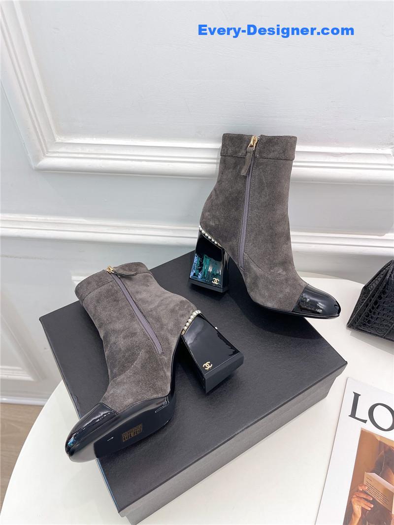 CC catwalk style pearl heel ankle boots