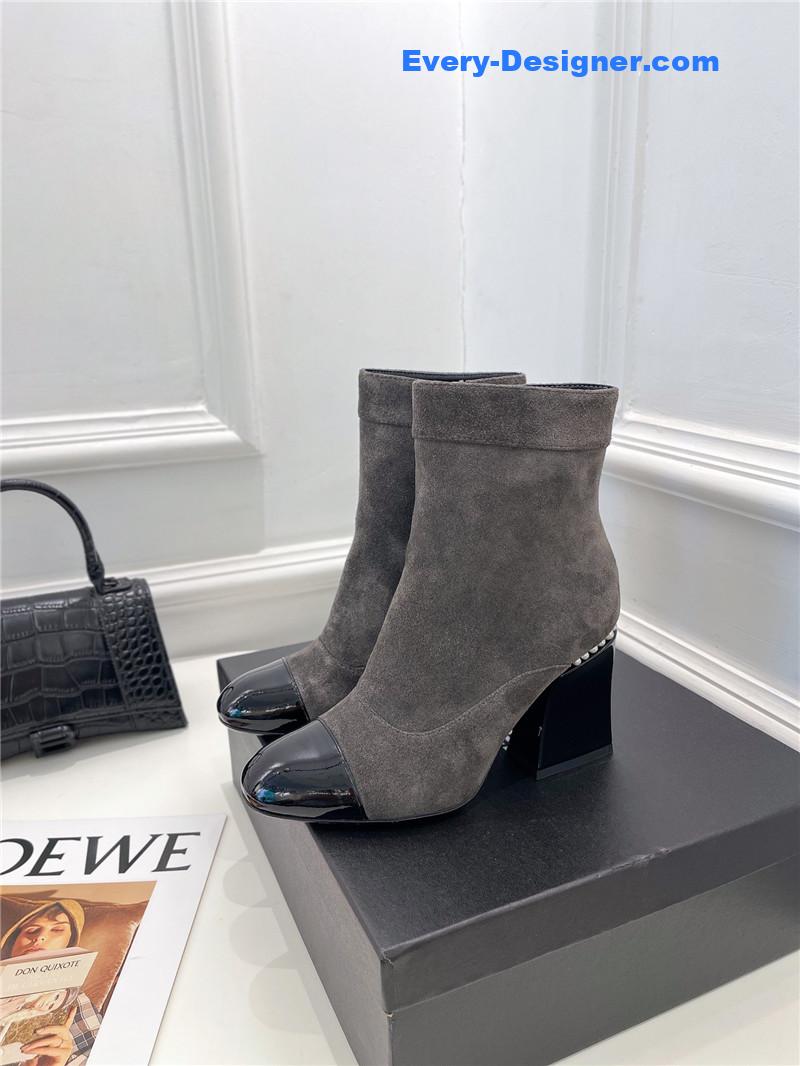 CC catwalk style pearl heel ankle boots