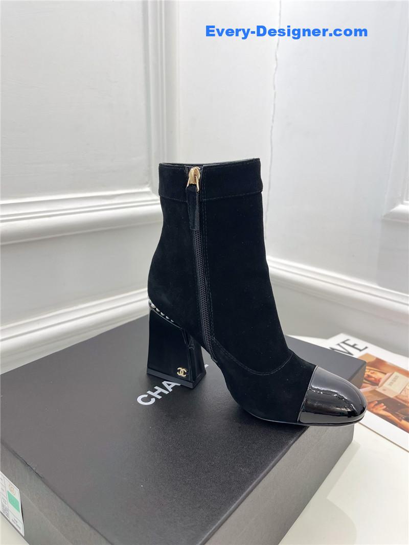 CC catwalk style pearl heel ankle boots