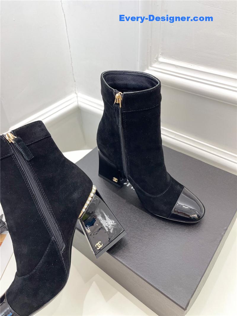 CC catwalk style pearl heel ankle boots