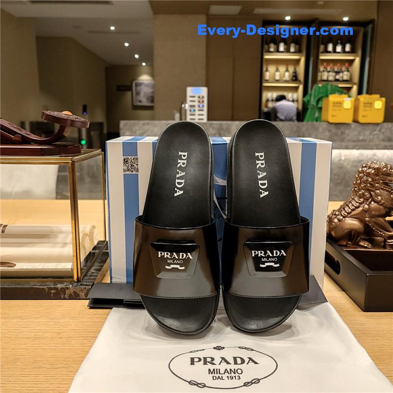 prada “trapezoid logo logo creative” bag buckle slippers