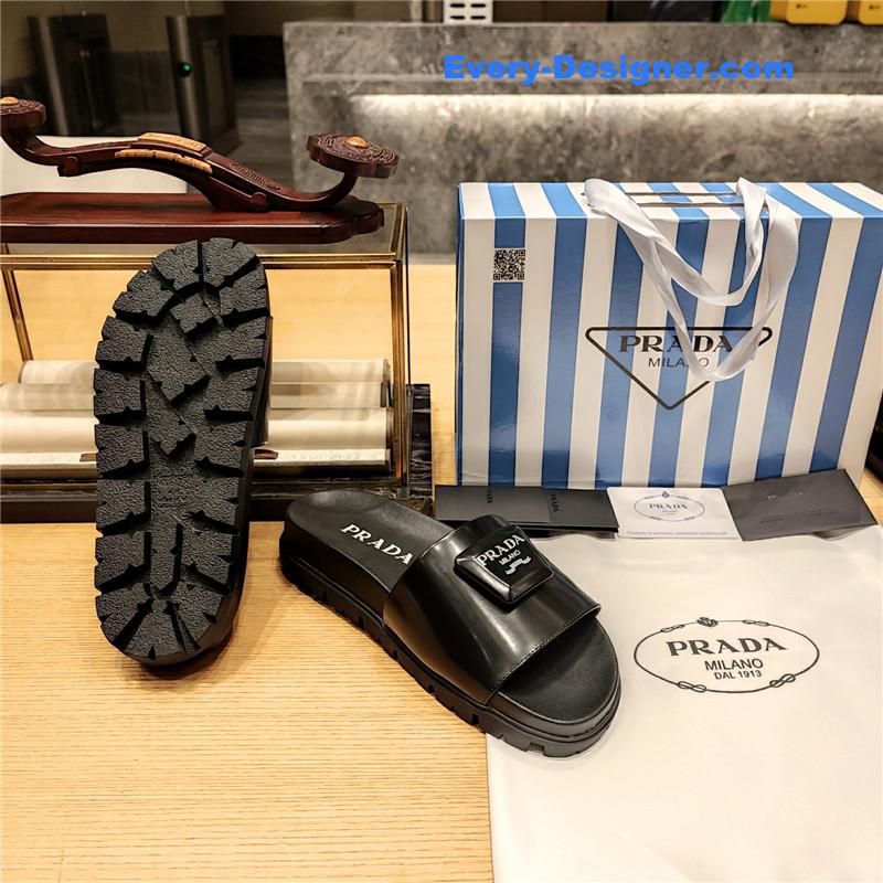 prada “trapezoid logo logo creative” bag buckle slippers