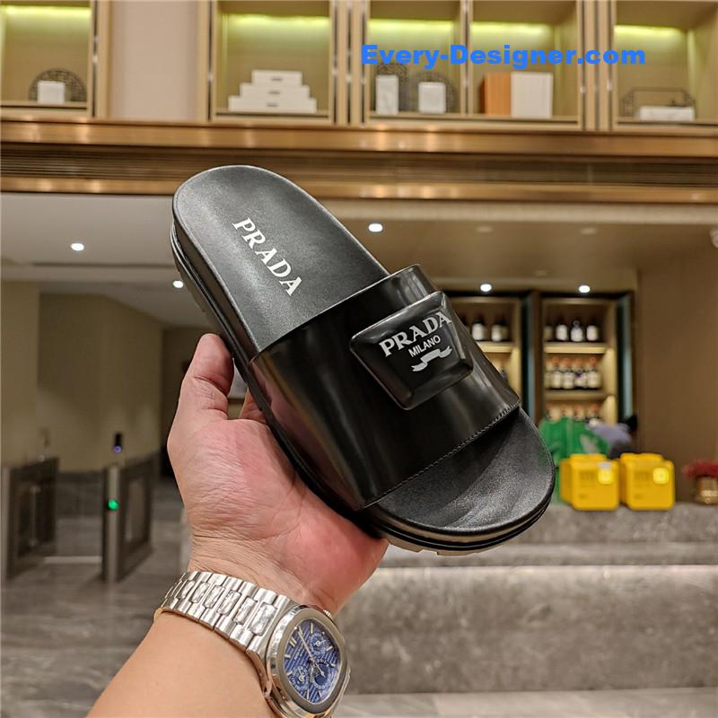 prada “trapezoid logo logo creative” bag buckle slippers