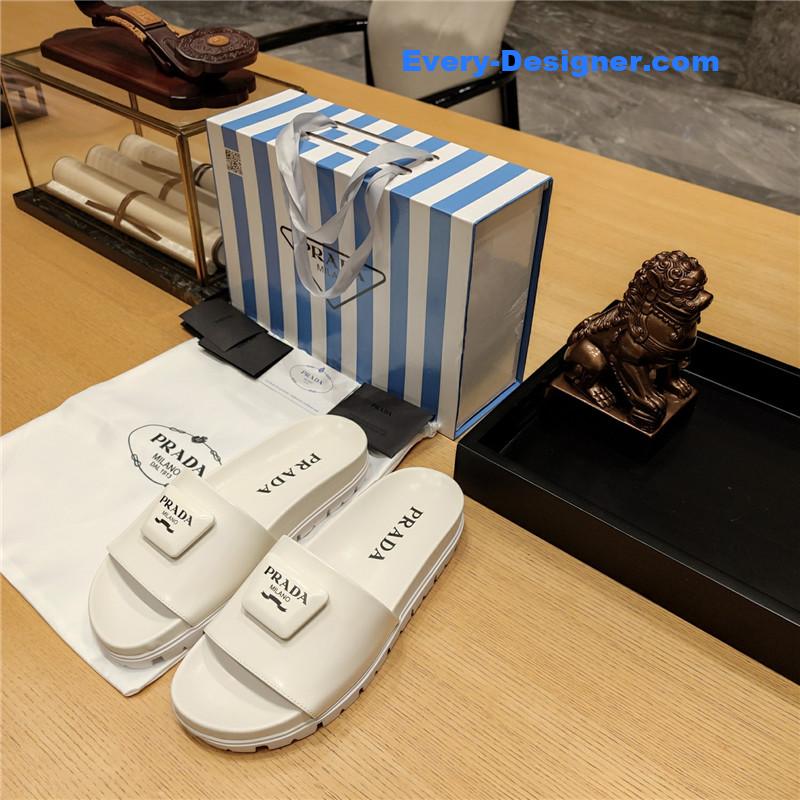 prada “trapezoid logo logo creative” bag buckle slippers