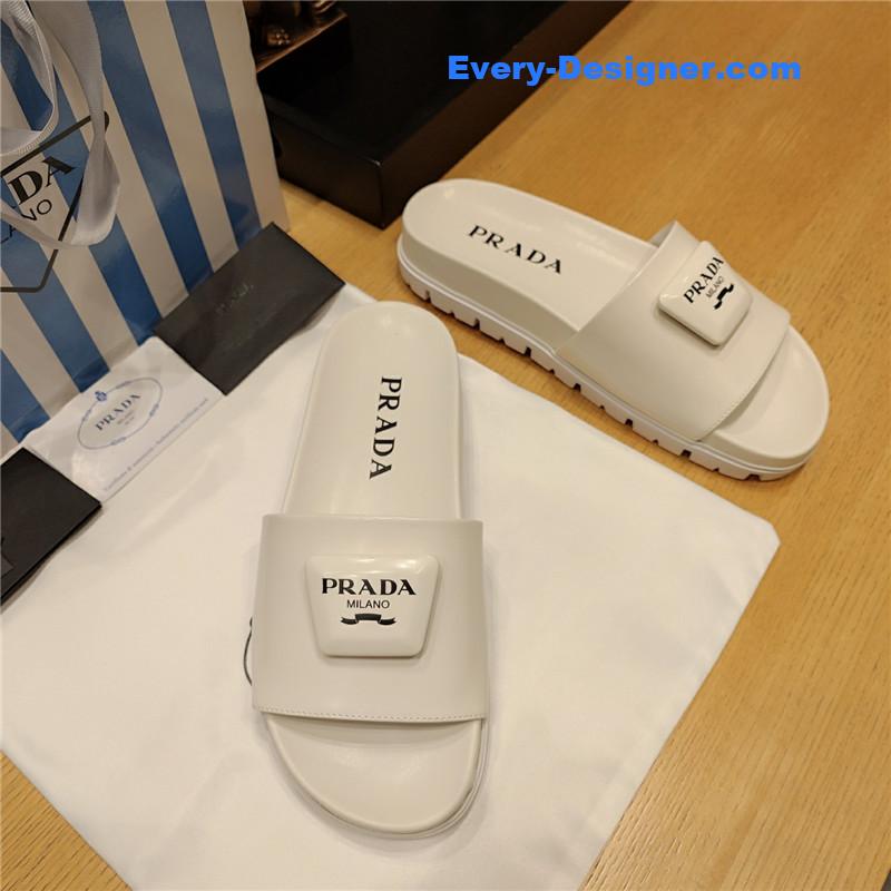prada “trapezoid logo logo creative” bag buckle slippers