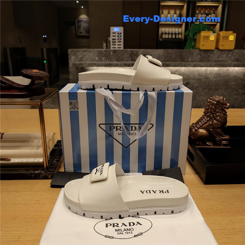 prada “trapezoid logo logo creative” bag buckle slippers