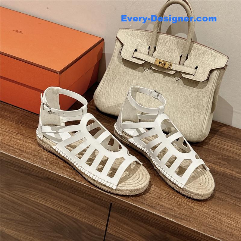 Hermes cutout pig nose espadrille sandals