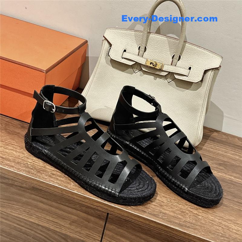 Hermes cutout pig nose espadrille sandals