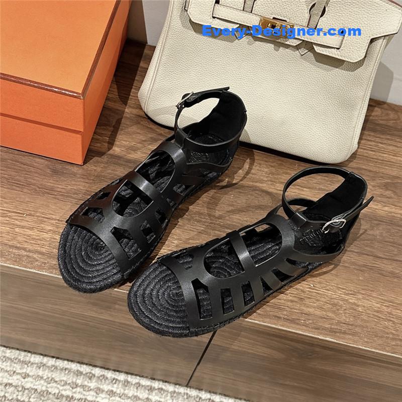 Hermes cutout pig nose espadrille sandals