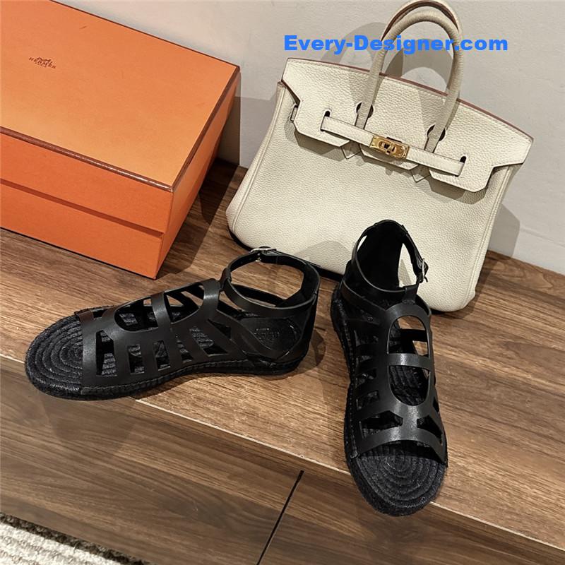 Hermes cutout pig nose espadrille sandals