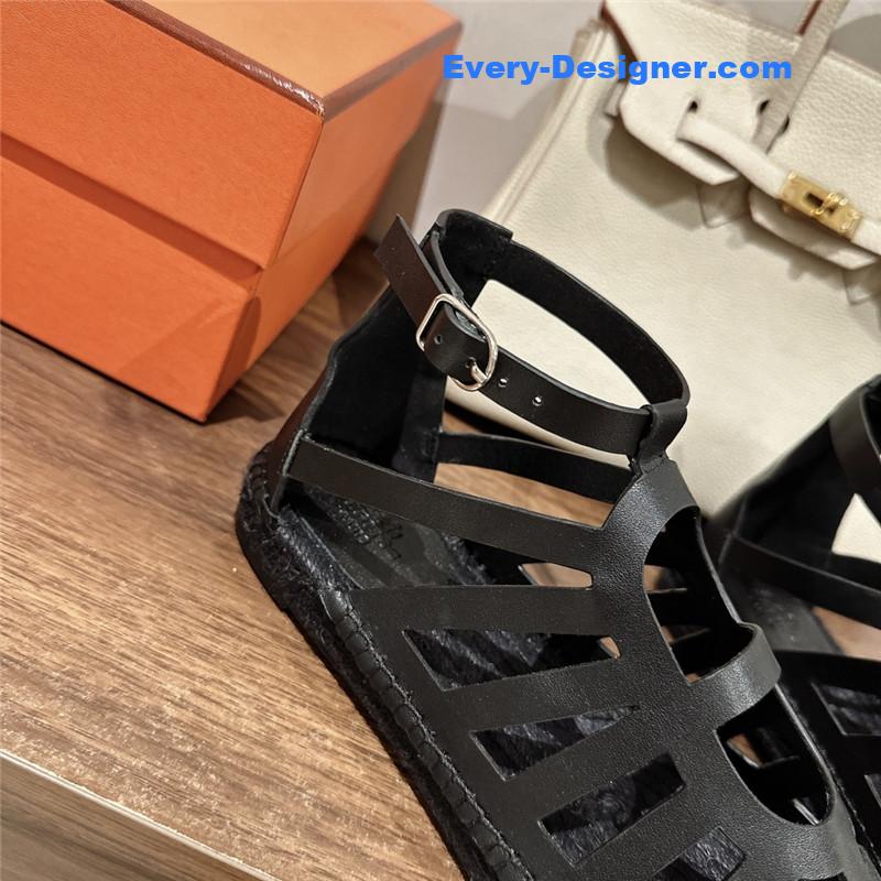 Hermes cutout pig nose espadrille sandals