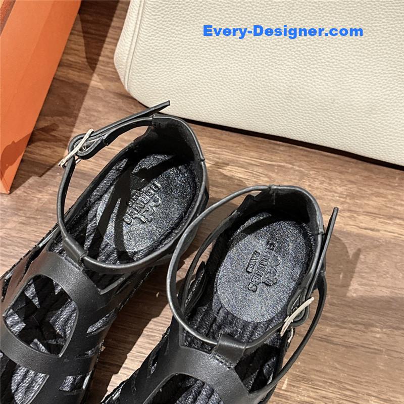 Hermes cutout pig nose espadrille sandals