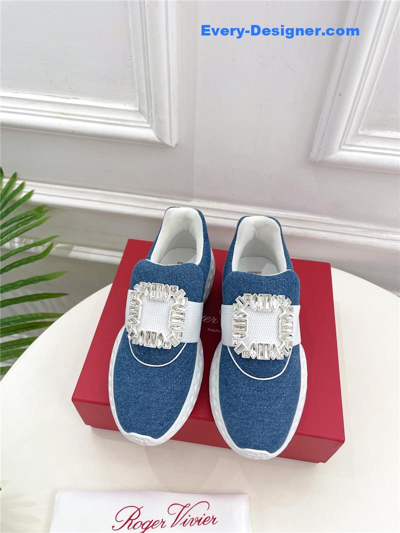 Roger vivier classic diamond buckle sneakers in fabric
