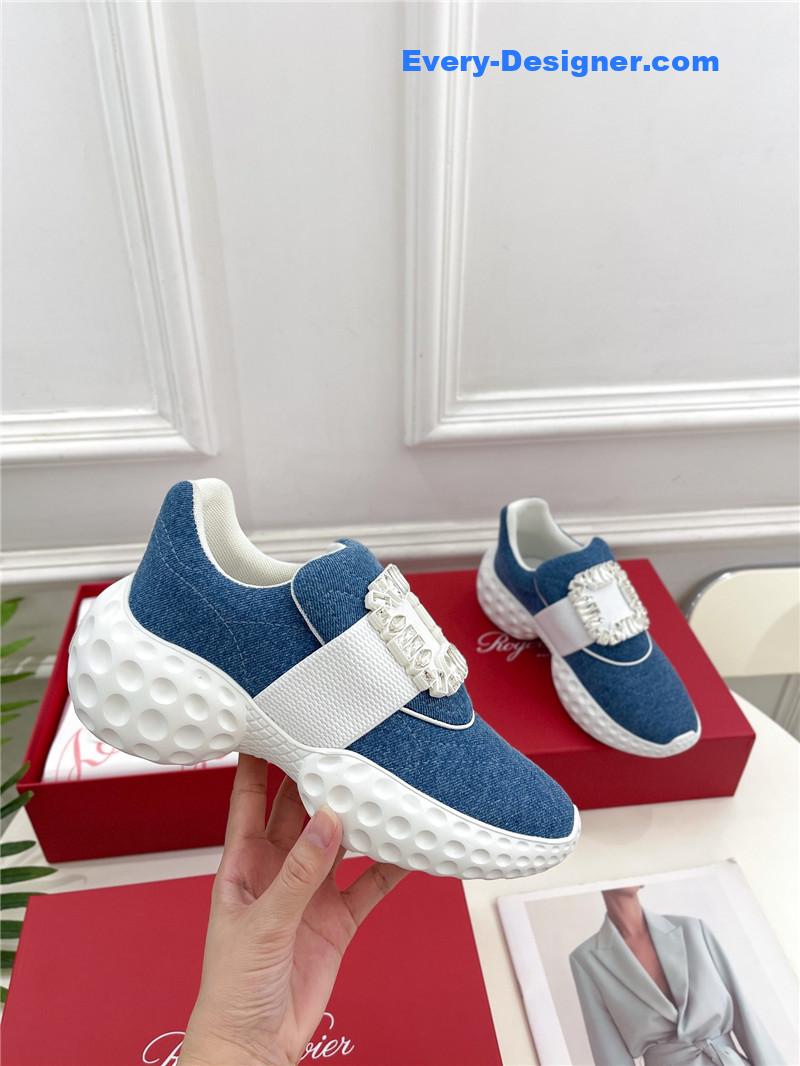 Roger vivier classic diamond buckle sneakers in fabric