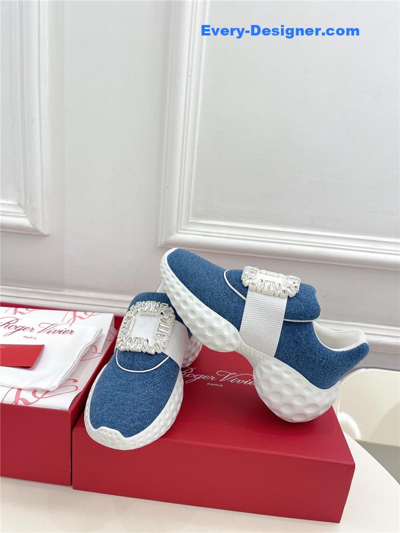 Roger vivier classic diamond buckle sneakers in fabric