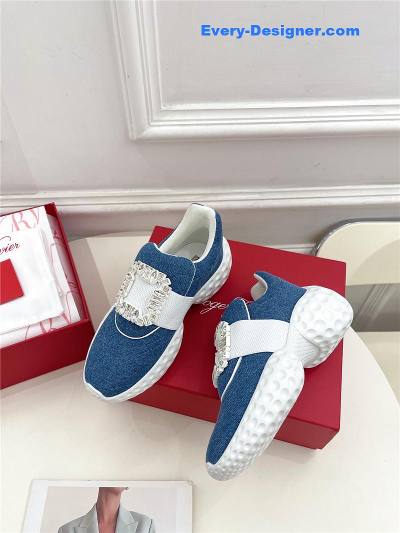 Roger vivier classic diamond buckle sneakers in fabric