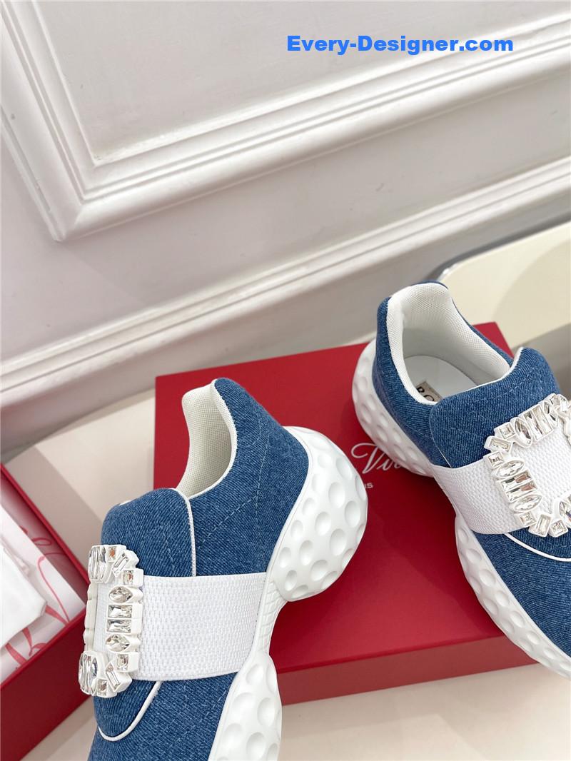 Roger vivier classic diamond buckle sneakers in fabric