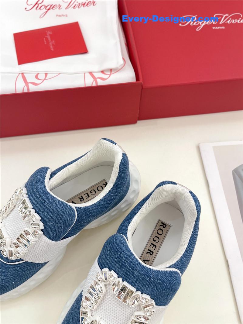 Roger vivier classic diamond buckle sneakers in fabric
