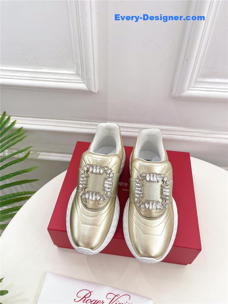 Roger vivier classic diamond buckle sneakers in fabric