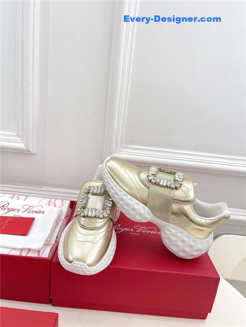 Roger vivier classic diamond buckle sneakers in fabric