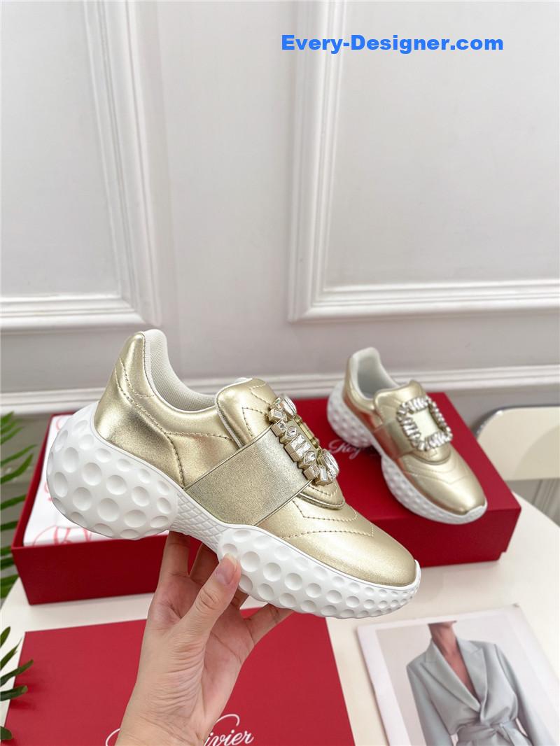 Roger vivier classic diamond buckle sneakers in fabric