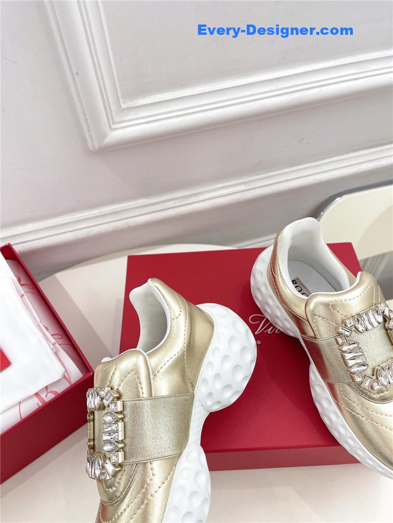 Roger vivier classic diamond buckle sneakers in fabric