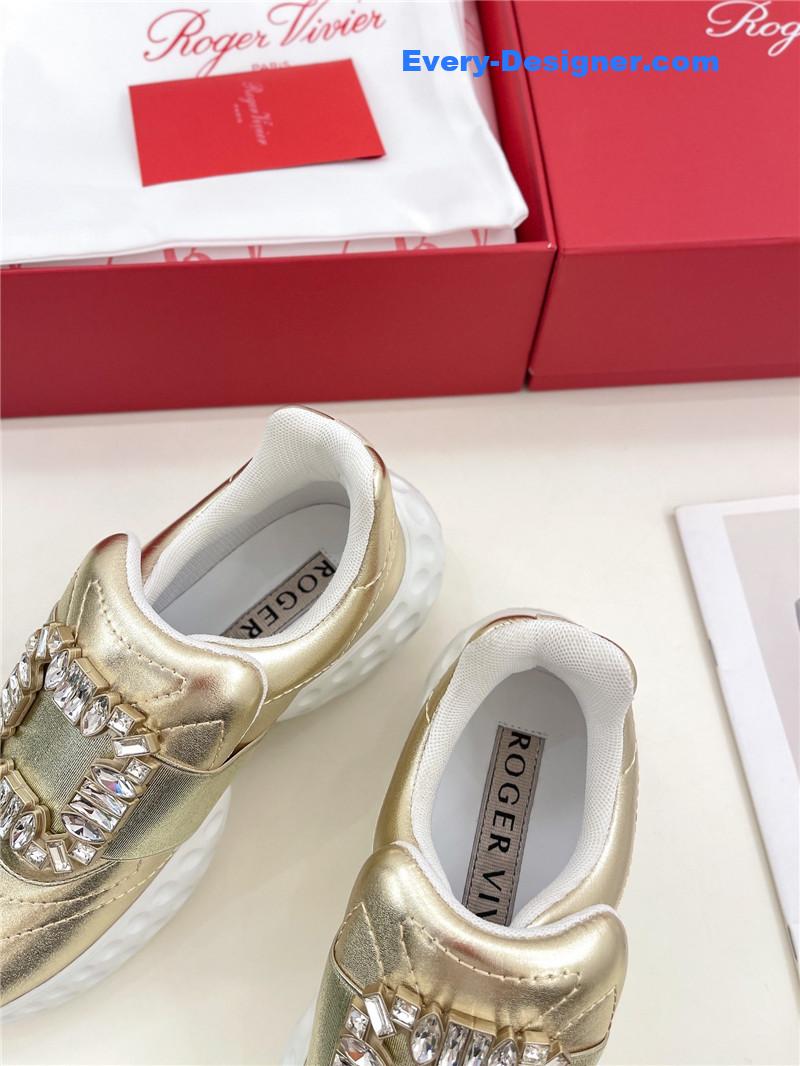 Roger vivier classic diamond buckle sneakers in fabric