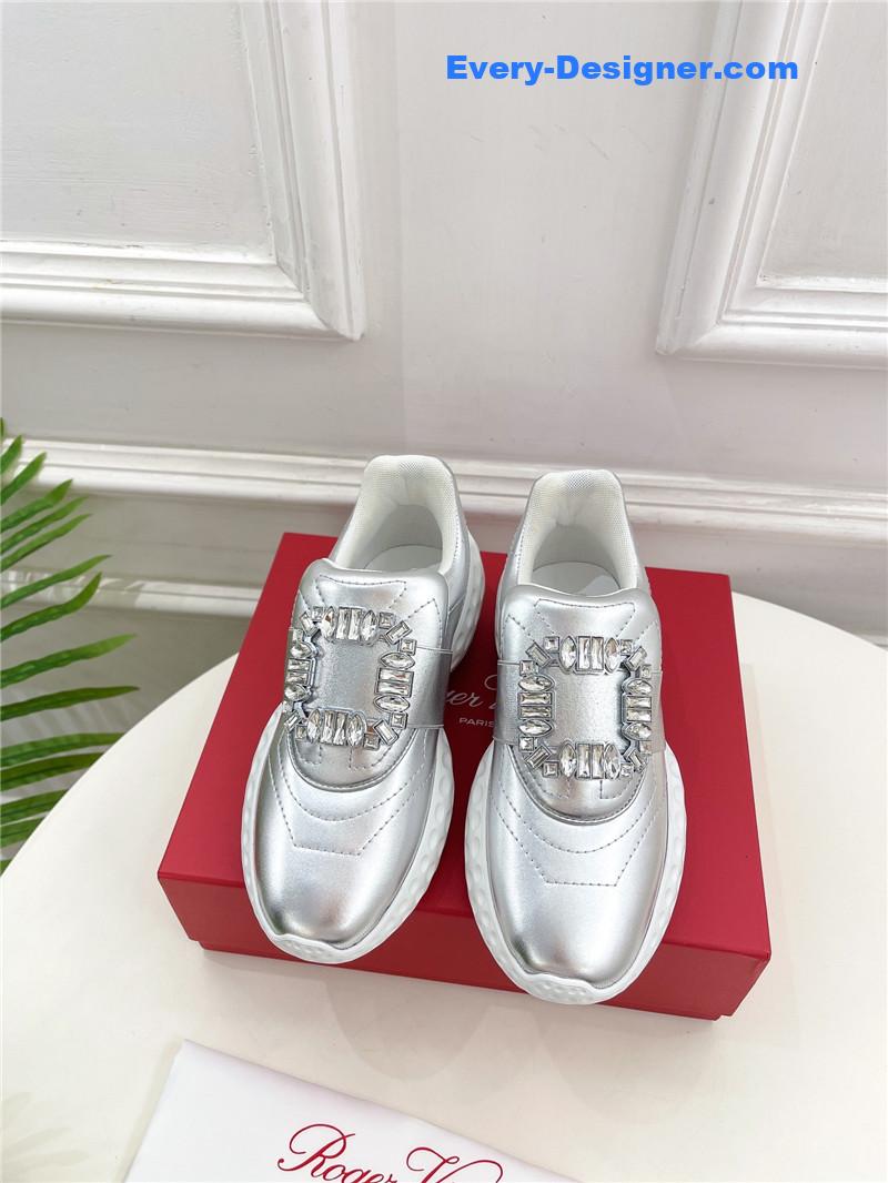 Roger vivier classic diamond buckle sneakers in fabric