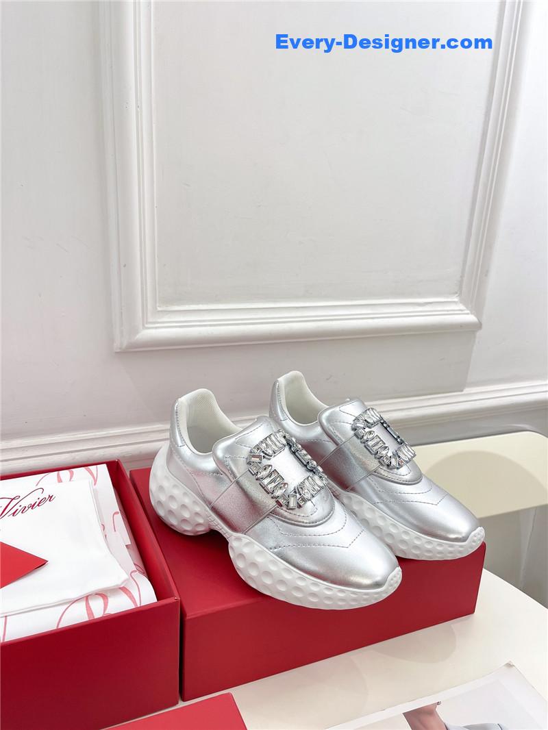 Roger vivier classic diamond buckle sneakers in fabric