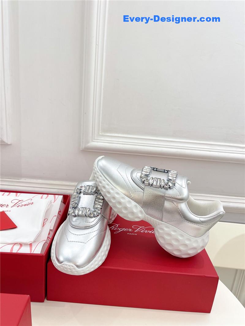 Roger vivier classic diamond buckle sneakers in fabric