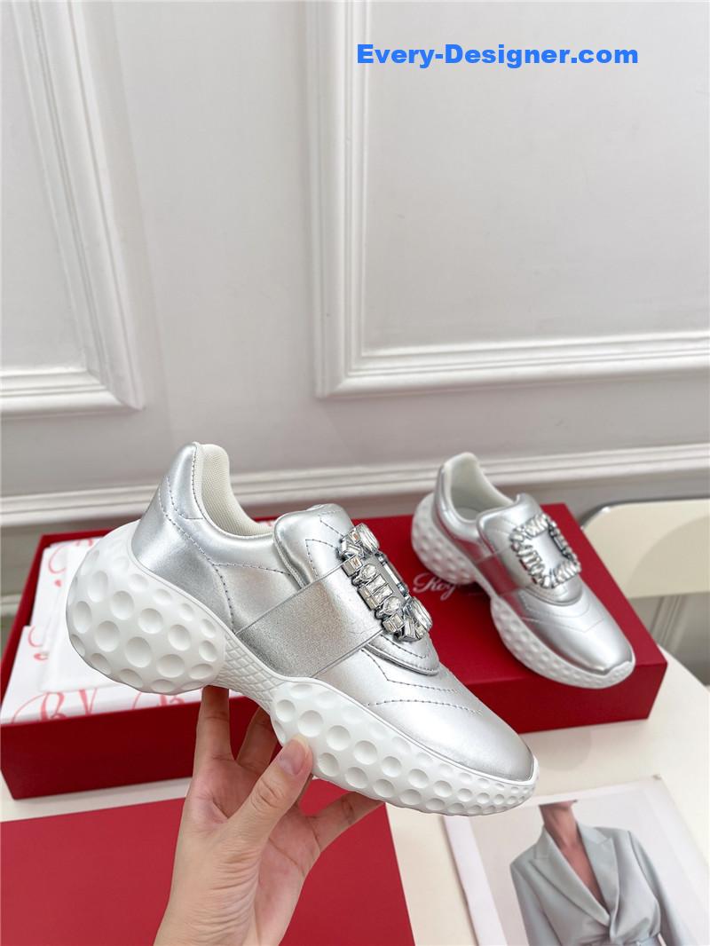 Roger vivier classic diamond buckle sneakers in fabric
