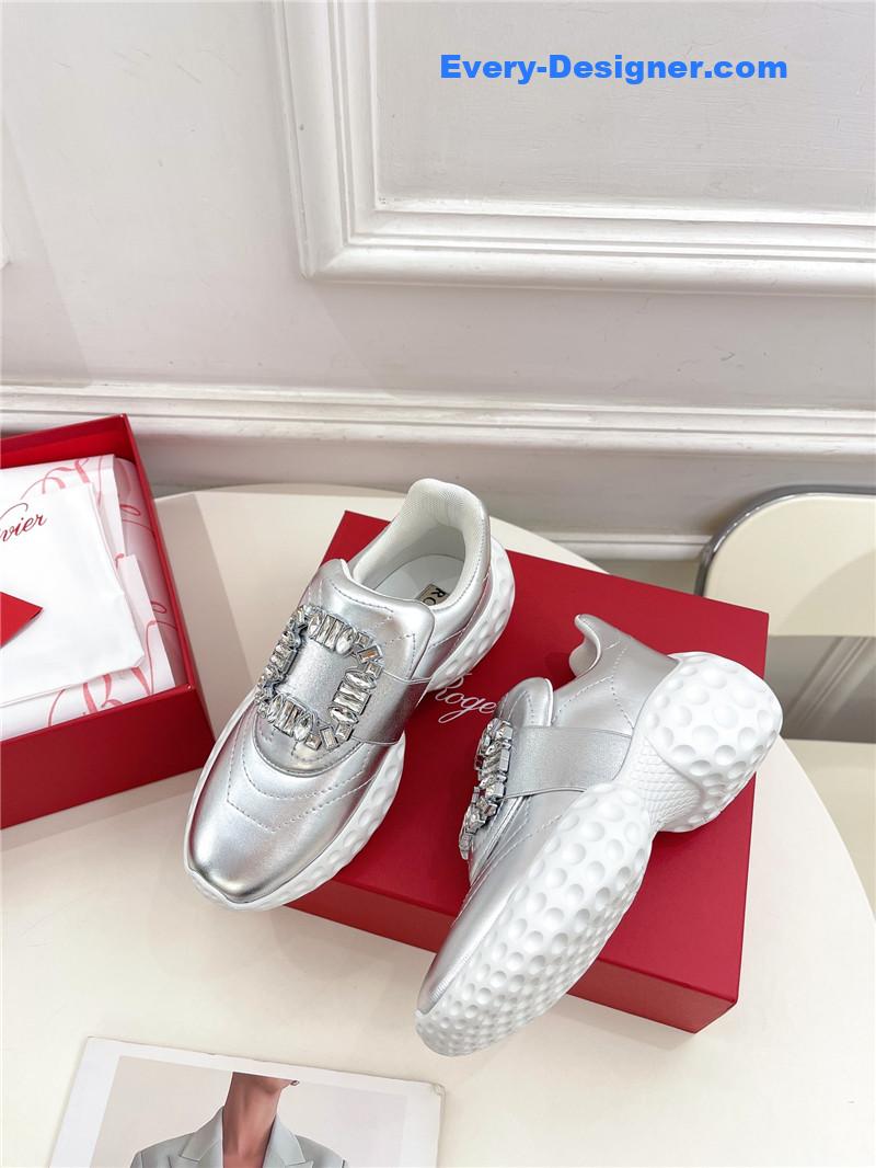 Roger vivier classic diamond buckle sneakers in fabric