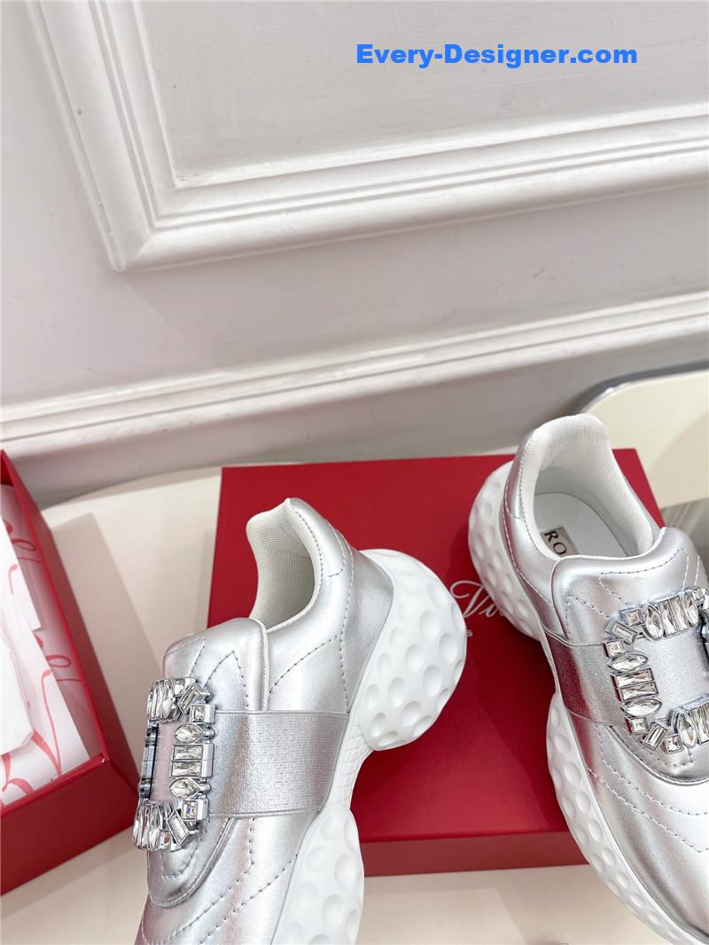 Roger vivier classic diamond buckle sneakers in fabric