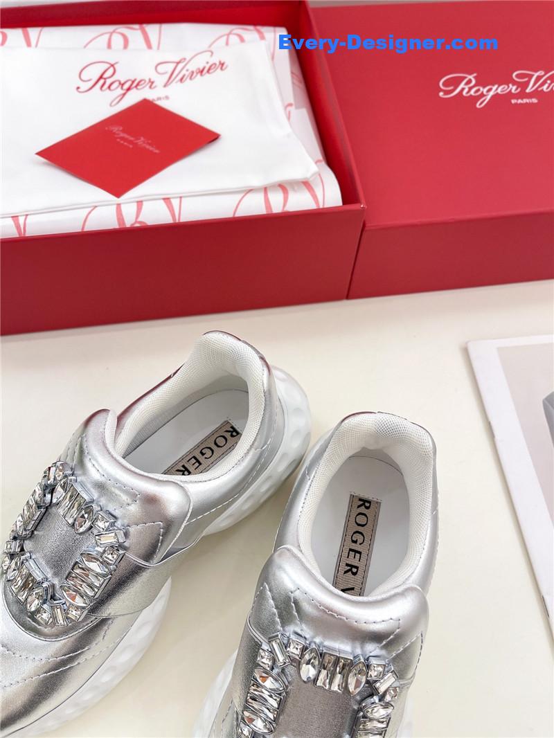 Roger vivier classic diamond buckle sneakers in fabric