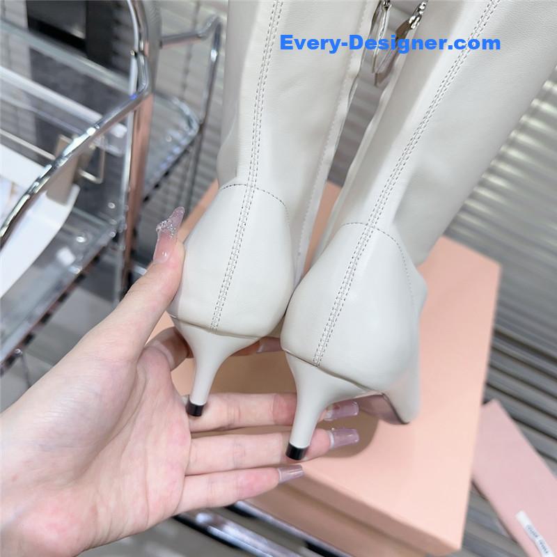 M1um1u autumn and winter new pointed mid-calf boots boots