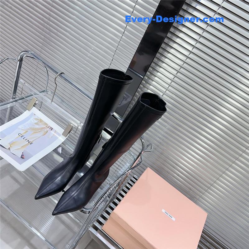 M1um1u autumn and winter new pointed mid-calf boots boots