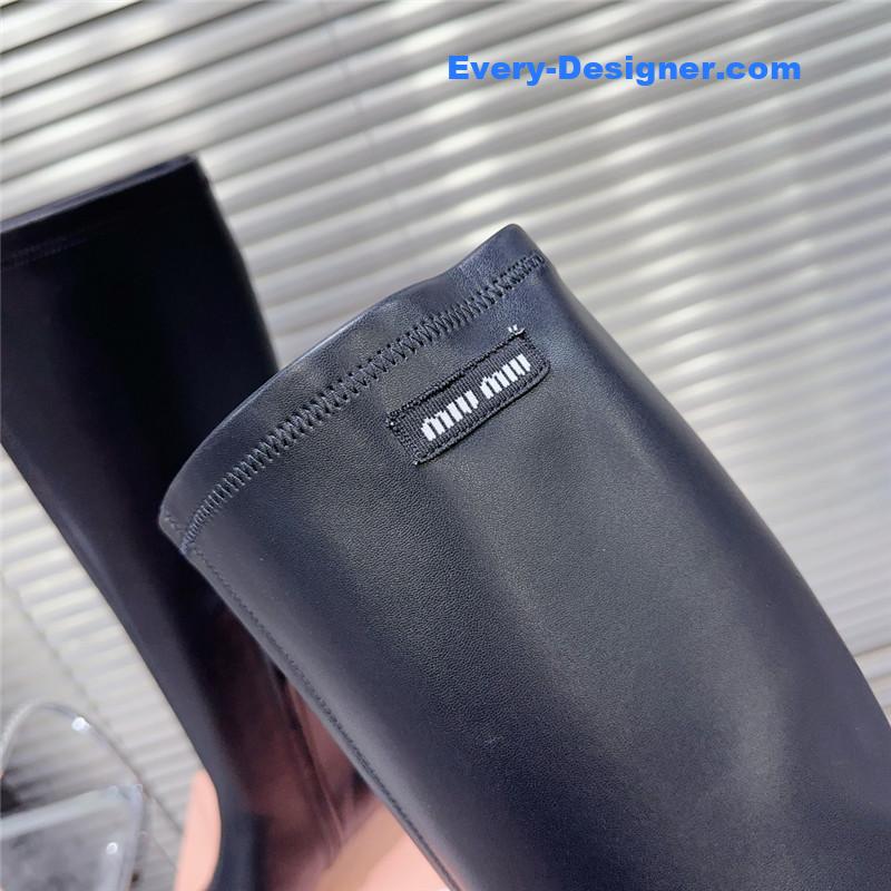 M1um1u autumn and winter new pointed mid-calf boots boots