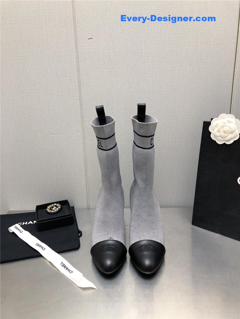 CC diamond double C buckle stiletto boots