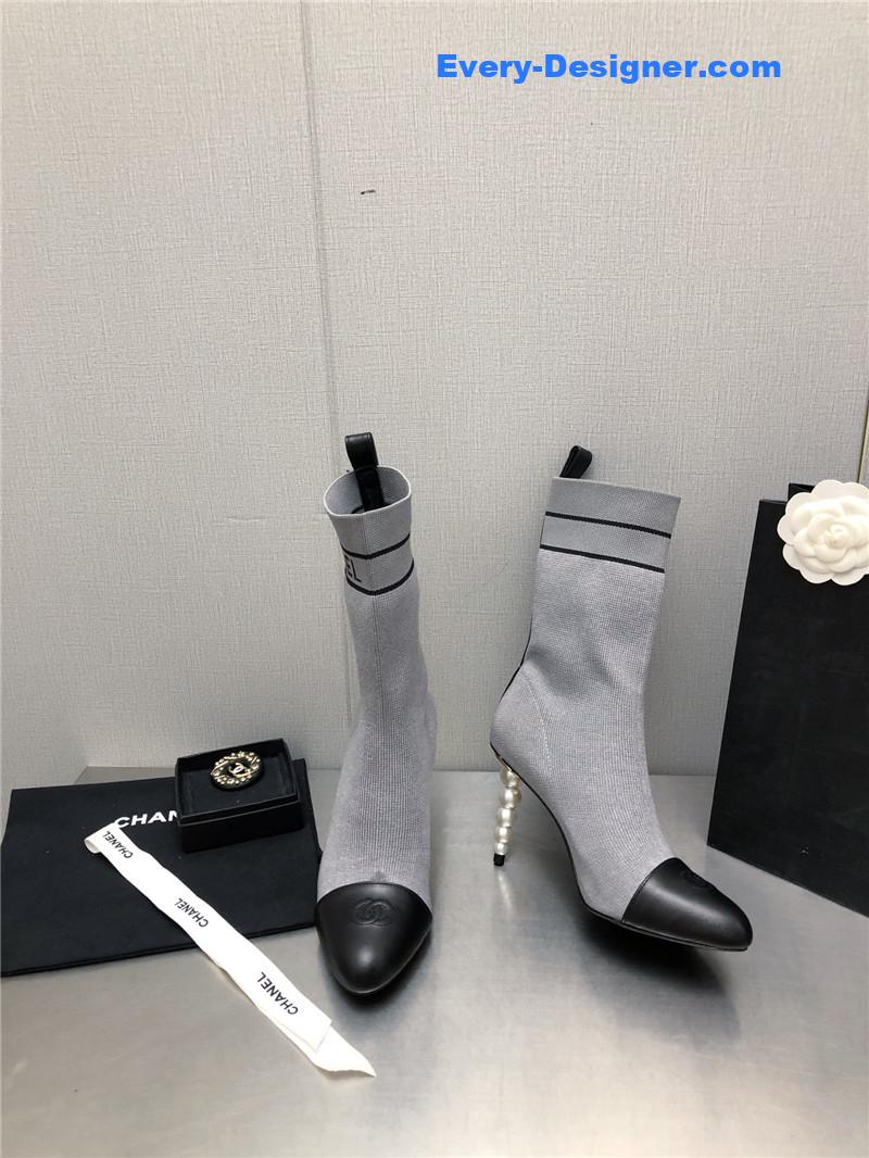 CC diamond double C buckle stiletto boots