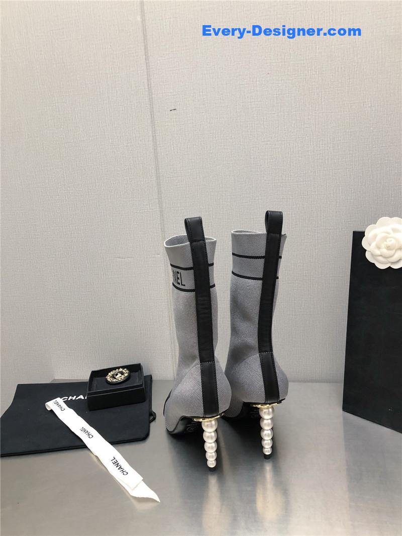 CC diamond double C buckle stiletto boots