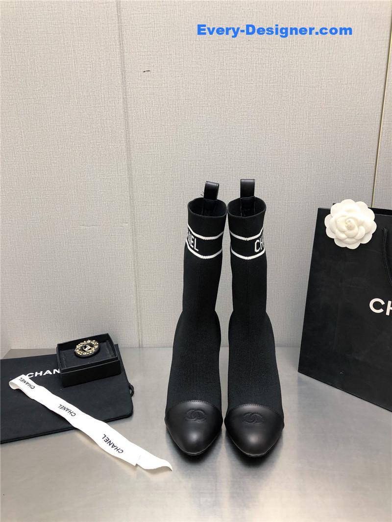 CC diamond double C buckle stiletto boots