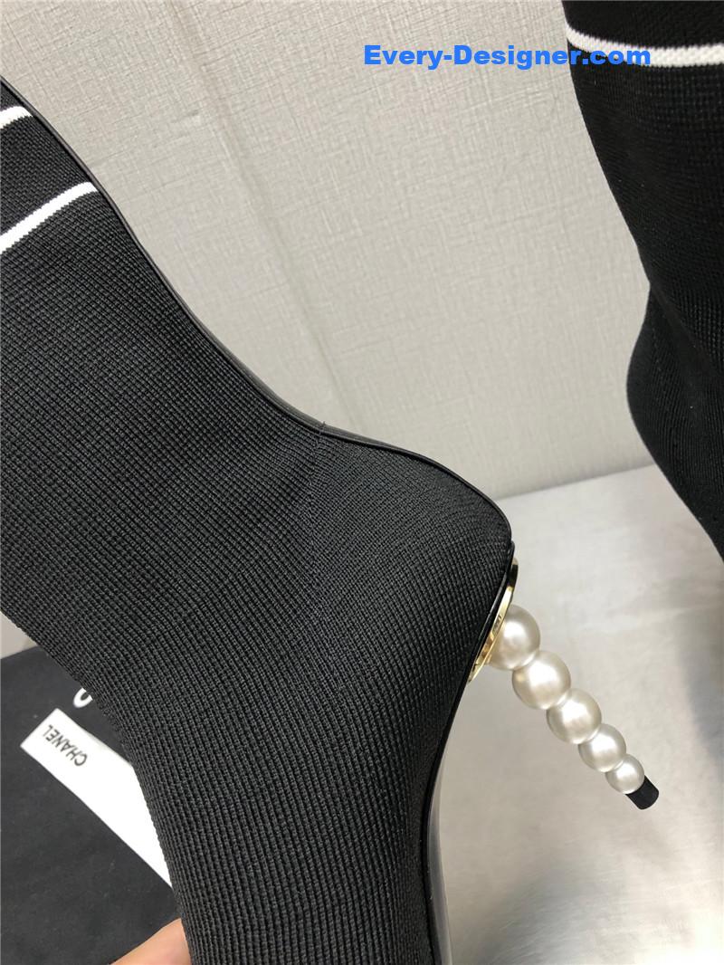 CC diamond double C buckle stiletto boots